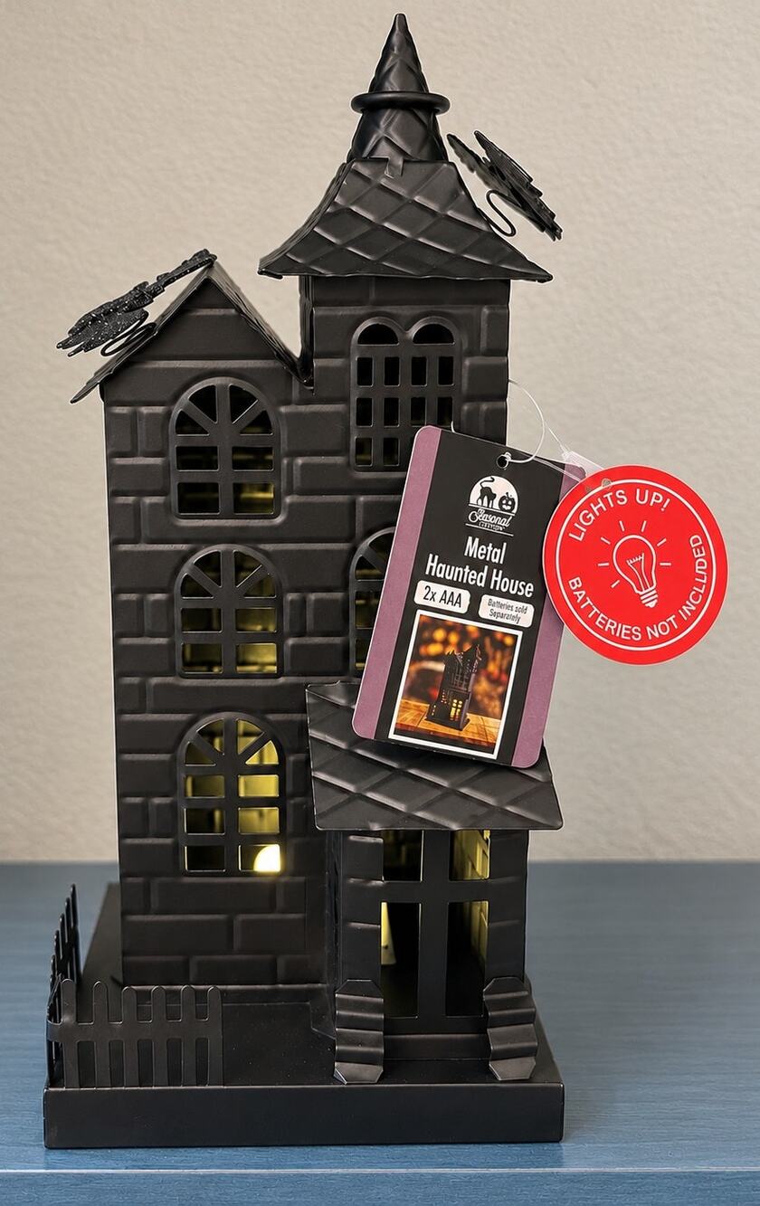 Halloween Light Up Metal Haunted House Gothic Village Decor NEW